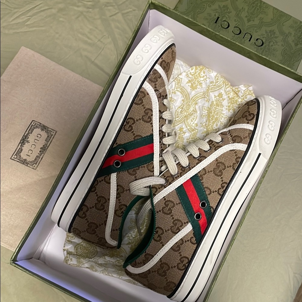 Gucci Beige Monogram Canvas Sneakers